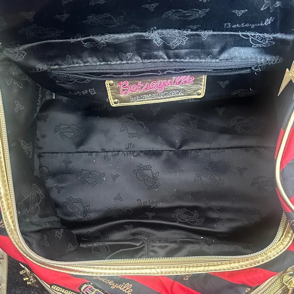 Betseyville Red & Black Stripe Cosmetic Satchel by Betsey Johnson - Picture 7 of 7